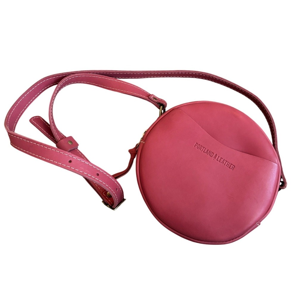 Portland Leather Goods Crossbody Women Soft Pink Circle Bag Leather Zippered